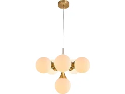 Lampara Dorada Con Tulipas Esfericas Frey 6 Luces