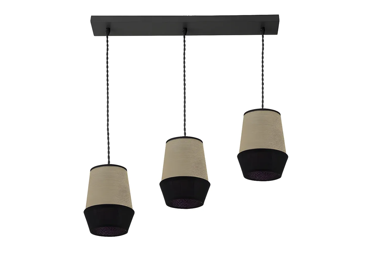 Lampara Lineal 3 Luces Campana Saco/negro Regulable