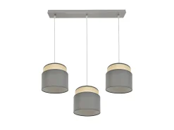 Lampara Lineal 3 Luces Colgantes Modelo Kandy Natural/gris Regulable