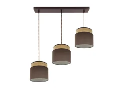 Lampara Lineal Marron/natural Modelo Kandy 3luces Colgantes Regulable