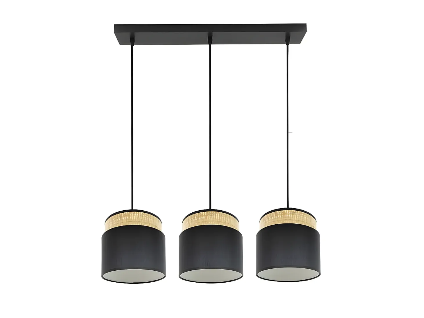 Lampara Lineal Modelo Kandy 3 Luces Natural/negro