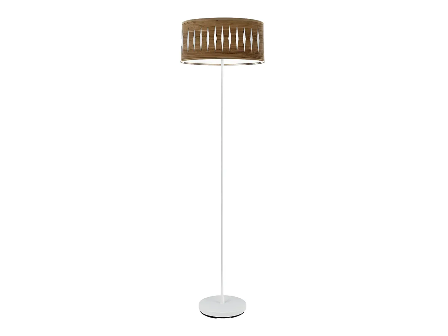 Lampara Pie De Salon Modelo Piron Blanco/madera Oscura