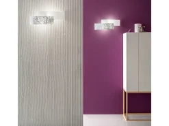 Lara Aplique 2 luces E14 cristal blanco pan de oro - Aplique de estilo elegante 46x18cm, IP20, máx 2x42W, bombilla excluida