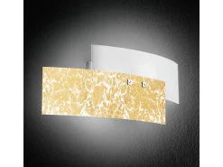 Lara Aplique 2 luces E14 cristal blanco pan de oro - Aplique de estilo elegante 46x18cm, IP20, máx 2x42W, bombilla excluida