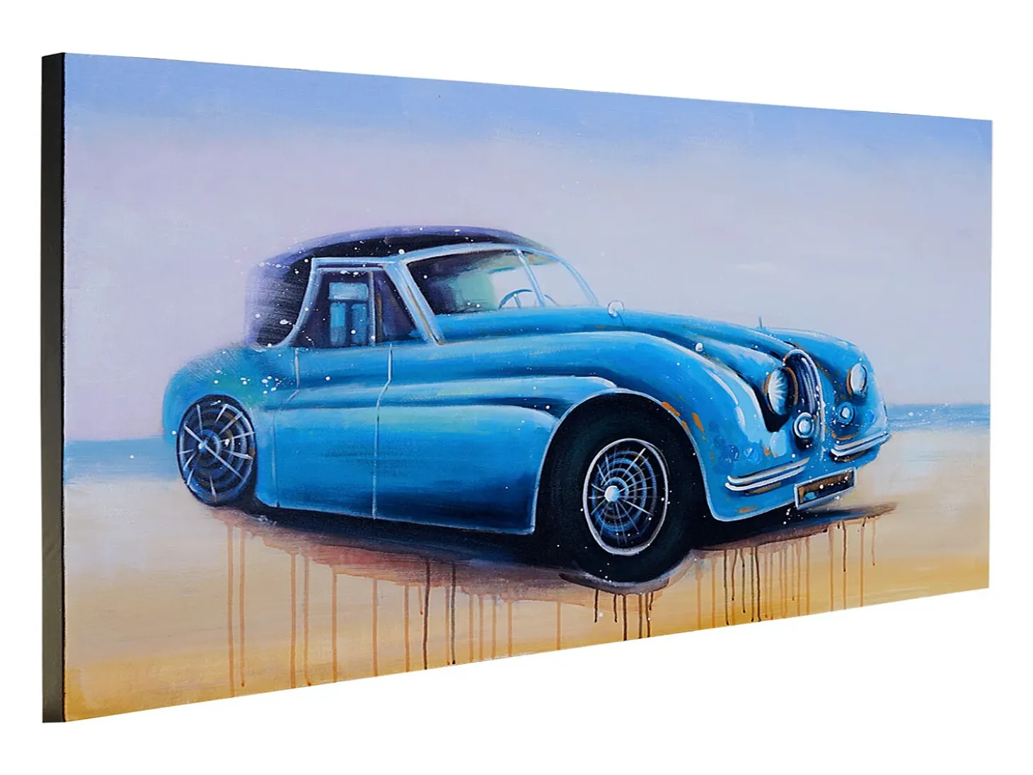Óleo coche vintage pintado a mano
