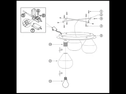Lila - Lámpara de techo redonda d.40cm Fabas Luce - Aplique de pared con 3 bombillas LED E27 MAX 40W - Transparente