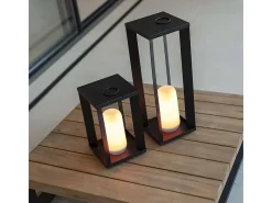 Linterna de Jardín de Metal con Batería Siroco 30 cm Negro Escandinavo con LED