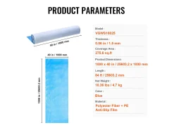 Lámina Protectora para Alfombras SucceBuy, 101 x 2560 cm, Easy Cut Floor Shield, Compatible con Toda una Gama de Materiales para Alfombras