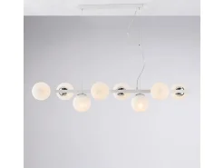 Lámpara colgante Adrian de hierro lacado blanco y cromo 8 luces L.121x30 BL278-8-BCO