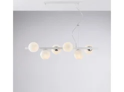 Lámpara colgante Adrian de hierro lacado blanco y cromo 6 luces L.101x30 BL278-6-BCO