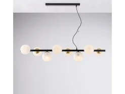Lámpara colgante Adrian de hierro lacado negro y bronceado 8 luces L.121 x 30 BL278-8-NR