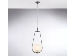 Lámpara colgante Afrodita en hierro cromado negro 1 luz con esfera dm.20 159 Ø24 BL286-S1-NR