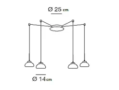 Lámpara colgante Arabella LED de metal y cristal soplado ahumado 3547-49-126 Fabas Luce