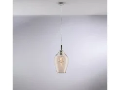 Lámpara colgante Ares de hierro con cristal pyrex ámbar, 1 luz, 142 Ø20, BL273-S1-AM