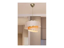Lámpara Colgante Beige Marrón Dorado 32,5 x 65 cm Con Portalámparas E27