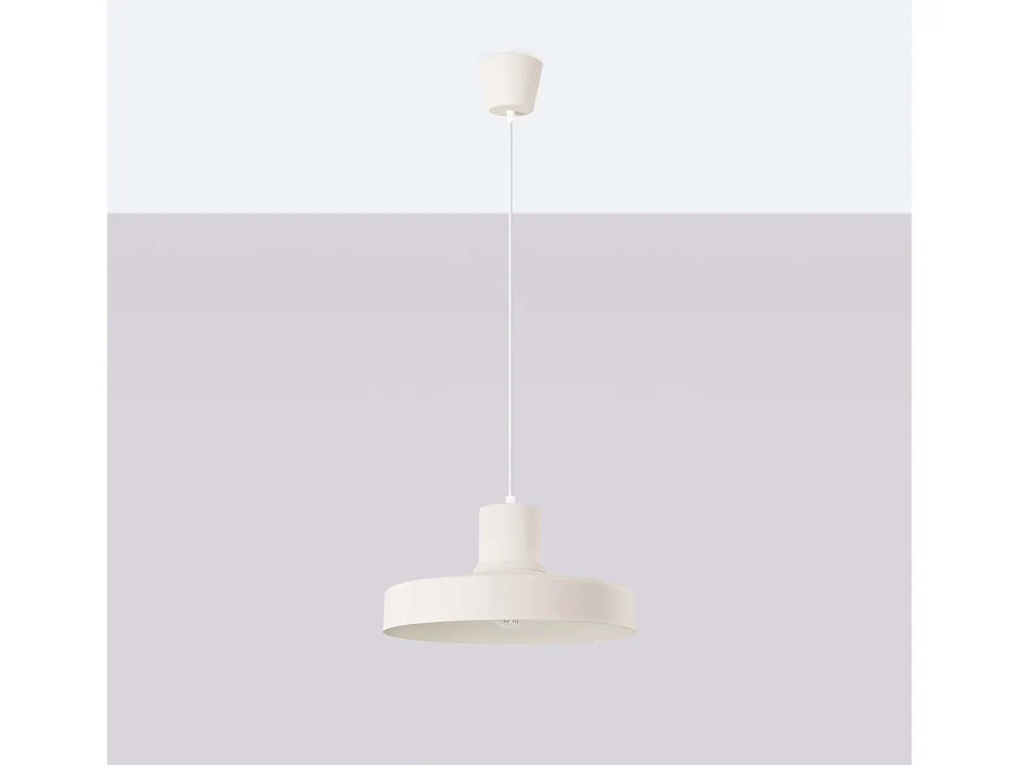 Lámpara Colgante Bilo Moderno De Acero - 1 Fuentes Luminosas - L.35 X A.120 Cm - Beige
