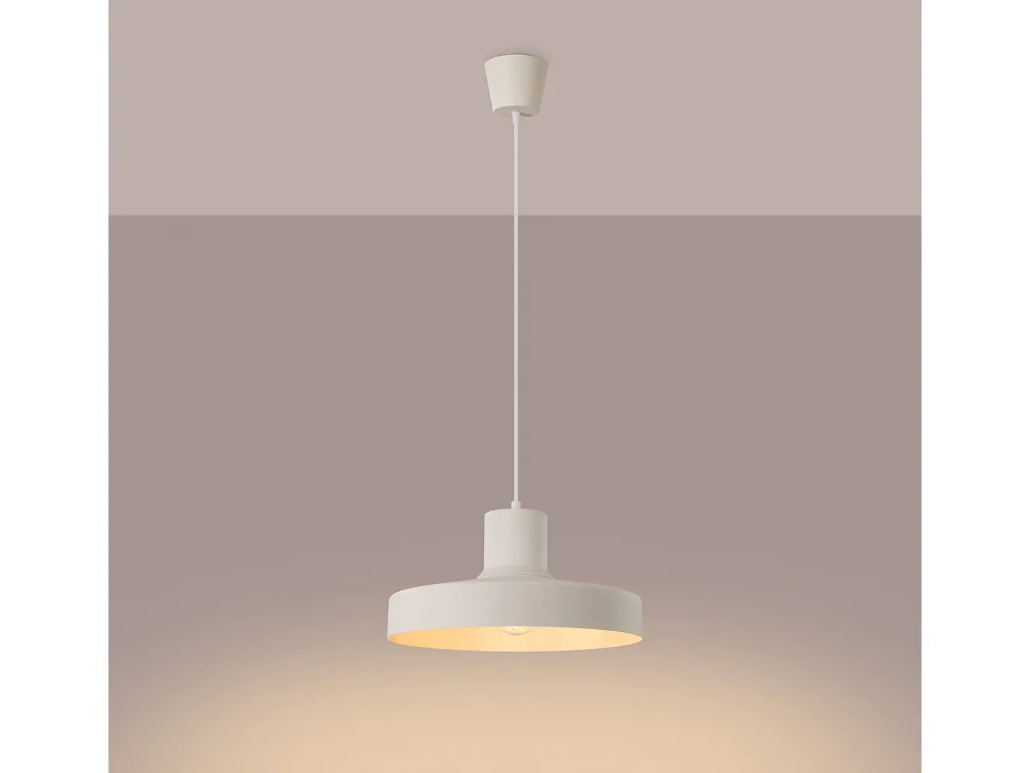Lámpara Colgante Bilo Moderno De Acero - 1 Fuentes Luminosas - L.35 X A.120 Cm - Beige
