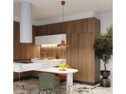 Lámpara Colgante Bilo Moderno De Acero - 1 Fuentes Luminosas - L.35 X A.120 Cm - Ocre Rojo