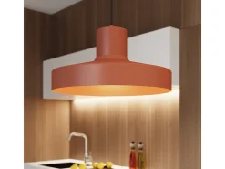 Lámpara Colgante Bilo Moderno De Acero - 1 Fuentes Luminosas - L.35 X A.120 Cm - Ocre Rojo