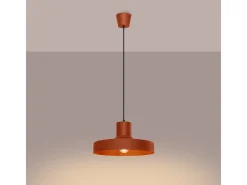 Lámpara Colgante Bilo Moderno De Acero - 1 Fuentes Luminosas - L.35 X A.120 Cm - Ocre Rojo
