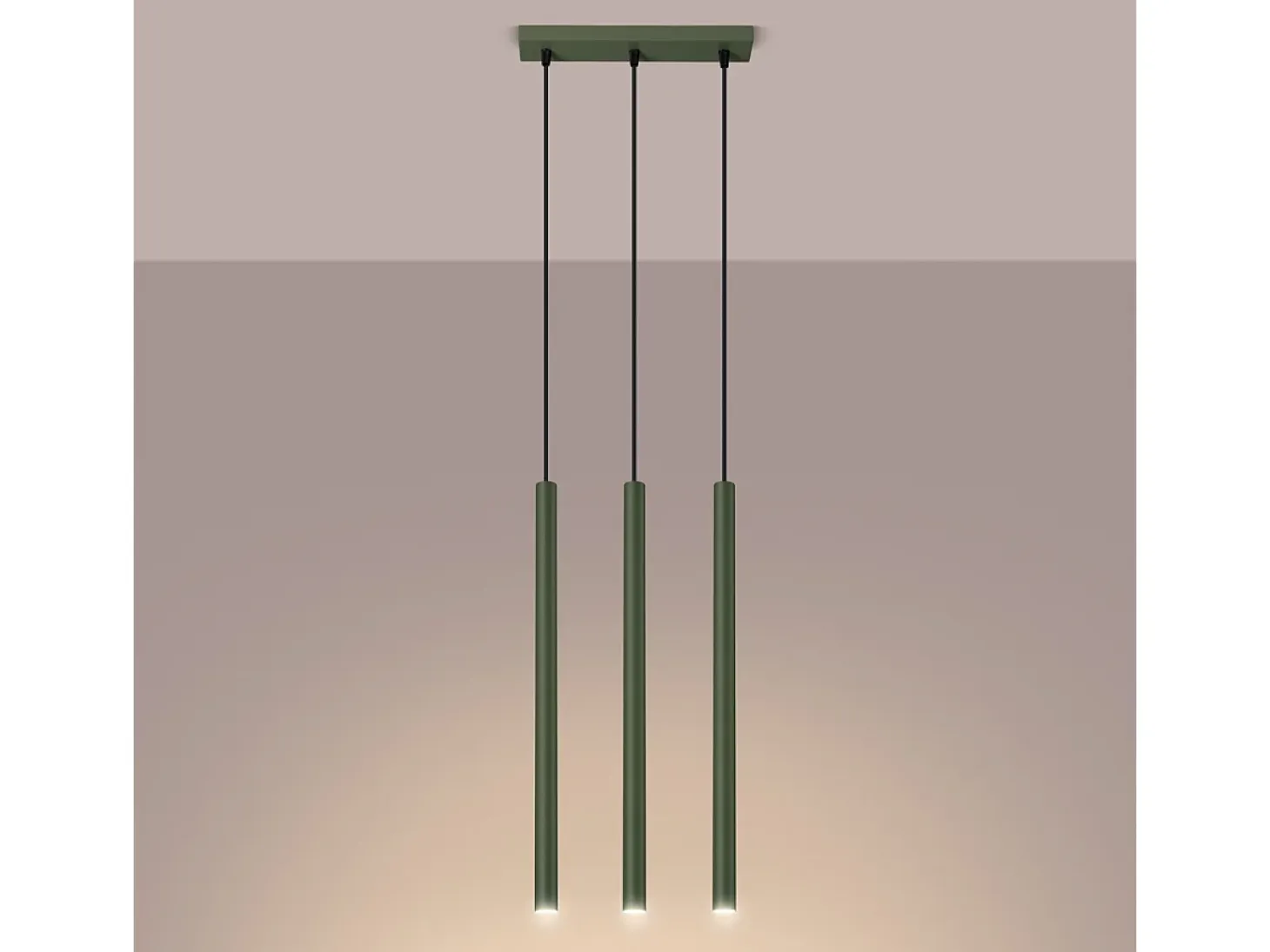 Lámpara colgante Brill moderno de acero - 3 fuentes luminosas 4000K - L.30 x A.94 cm - verde oliva