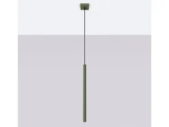 Lámpara colgante Brill moderno de acero - 1 fuentes luminosas 3000K - L.8 x A.114 cm - verde oliva