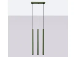Lámpara colgante Brill moderno de acero - 3 fuentes luminosas 3000K - L.30 x A.94 cm - verde oliva