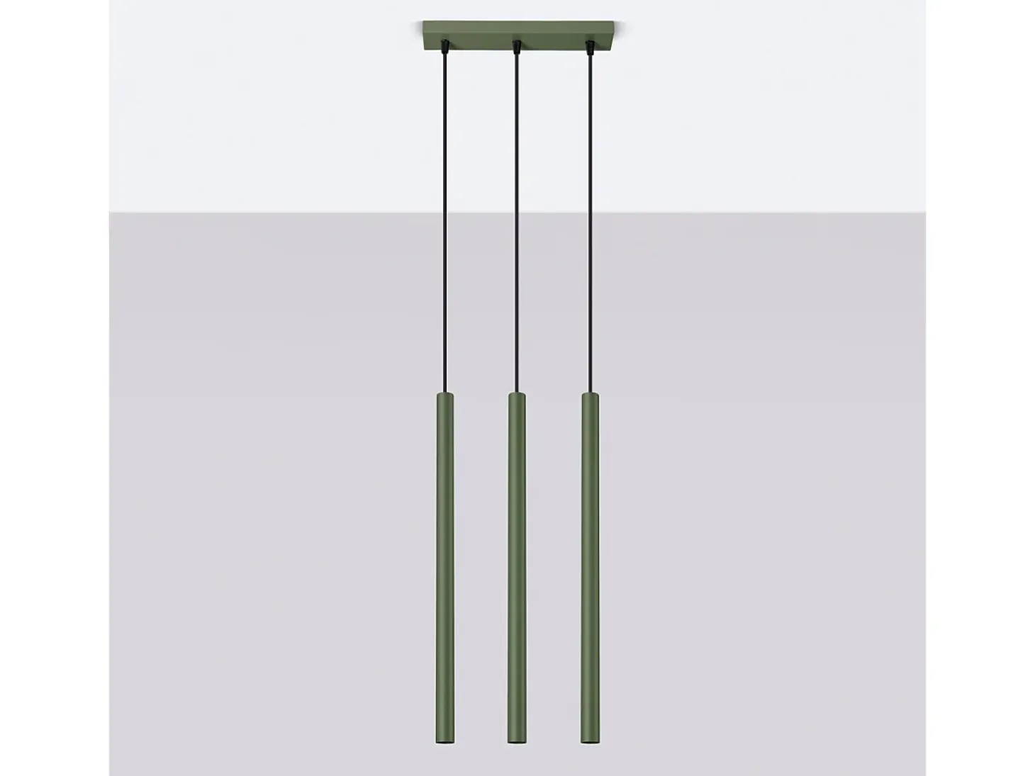 Lámpara colgante Brill moderno de acero - 3 fuentes luminosas 3000K - L.30 x A.94 cm - verde oliva
