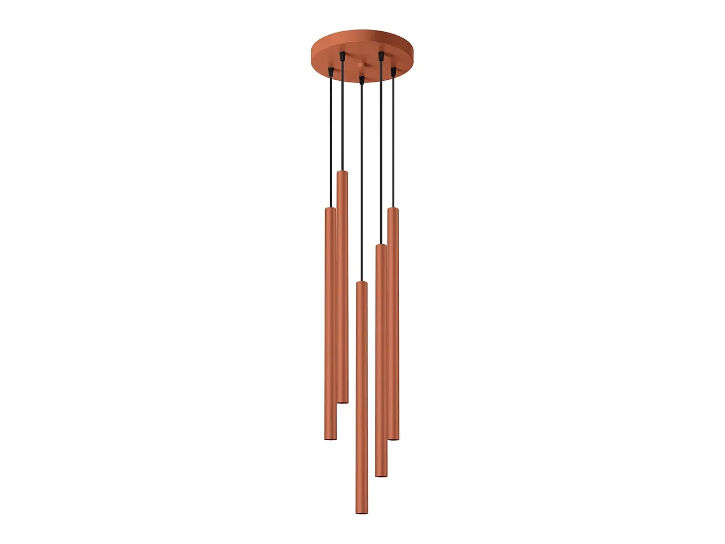 Lámpara colgante Brill moderno de acero - 5 fuentes luminosas 4000K - L.25 x A.104 cm - ocre rojo