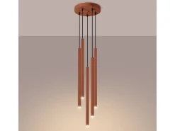 Lámpara colgante Brill moderno de acero - 5 fuentes luminosas 4000K - L.25 x A.104 cm - ocre rojo