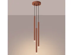 Lámpara colgante Brill moderno de acero - 3 fuentes luminosas 4000K - L.19,5 x A.104 cm - ocre rojo