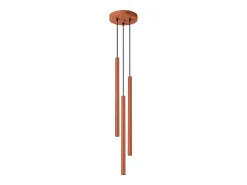 Lámpara colgante Brill moderno de acero - 3 fuentes luminosas 4000K - L.19,5 x A.104 cm - ocre rojo