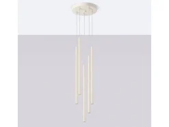 Lámpara colgante Brill moderno de acero - 5 fuentes luminosas 3000K - L.25 x A.104 cm - beige