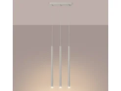 Lámpara colgante Brill moderno de acero - 3 fuentes luminosas 4000K - L.30 x A.94 cm - beige