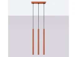 Lámpara colgante Brill moderno de acero - 3 fuentes luminosas 3000K - L.30 x A.94 cm - ocre rojo