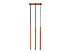 Lámpara colgante Brill moderno de acero - 3 fuentes luminosas 3000K - L.30 x A.94 cm - ocre rojo