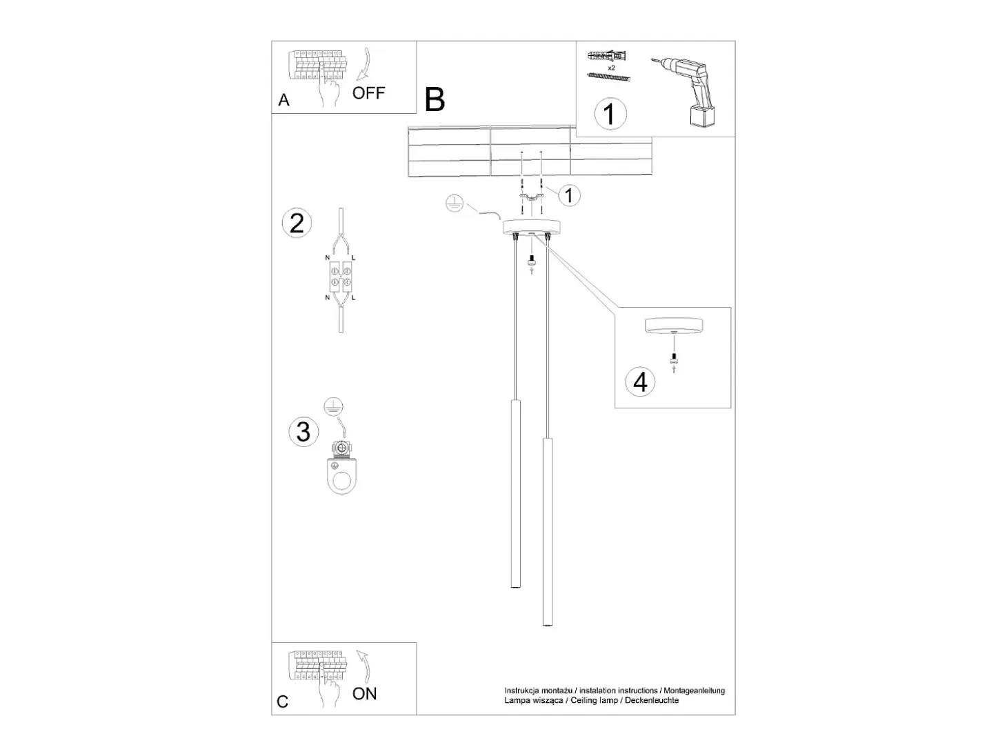 Lámpara colgante Brill moderno de acero - 2 fuentes luminosas 3000K - L.15 x A.104 cm - verde oliva