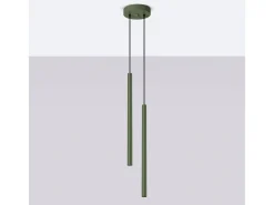 Lámpara colgante Brill moderno de acero - 2 fuentes luminosas 3000K - L.15 x A.104 cm - verde oliva