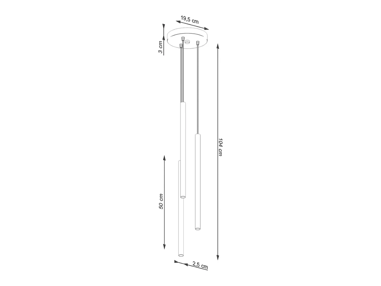 Lámpara colgante Brill moderno de acero - 3 fuentes luminosas 3000K - L.19,5 x A.104 cm - beige