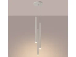 Lámpara colgante Brill moderno de acero - 3 fuentes luminosas 4000K - L.19,5 x A.104 cm - beige
