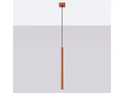 Lámpara colgante Brill moderno de acero - 1 fuentes luminosas 3000K - L.8 x A.114 cm - ocre rojo