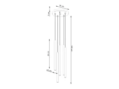 Lámpara colgante Brill moderno de acero - 5 fuentes luminosas 4000K - L.25 x A.104 cm - beige