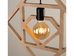 Lámpara Colgante Caro Moderno De Madera - 1 Fuentes Luminosas - L.50 X A.145 Cm - Madera Natural/Negro