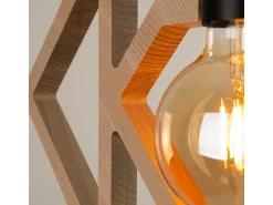 Lámpara Colgante Caro Moderno De Madera - 1 Fuentes Luminosas - L.50 X A.145 Cm - Madera Natural/Negro