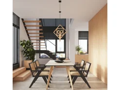 Lámpara Colgante Caro Moderno De Madera - 1 Fuentes Luminosas - L.50 X A.145 Cm - Madera Natural/Negro