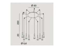 Lámpara colgante CONE Oro mate-rosa Negro 9x7W 3000K Perenz