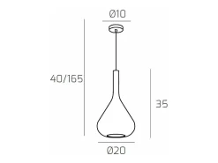 Lámpara colgante contemporánea metal cromado cristal verde 1 luz E27 Kona