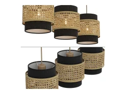 Lámpara colgante de 3 piezas negro 70x70x120 morten