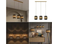 Lámpara colgante de 3 piezas negro 70x70x120 morten