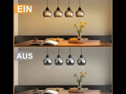 Lámpara colgante de cristal negro para mesa de comedor, moderna lámpara colgante E27 para sala de estar